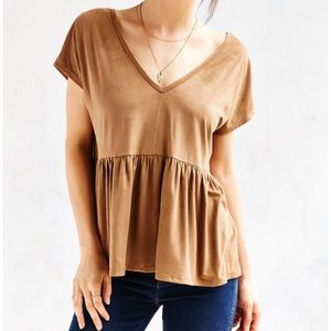 Tan suede flow top